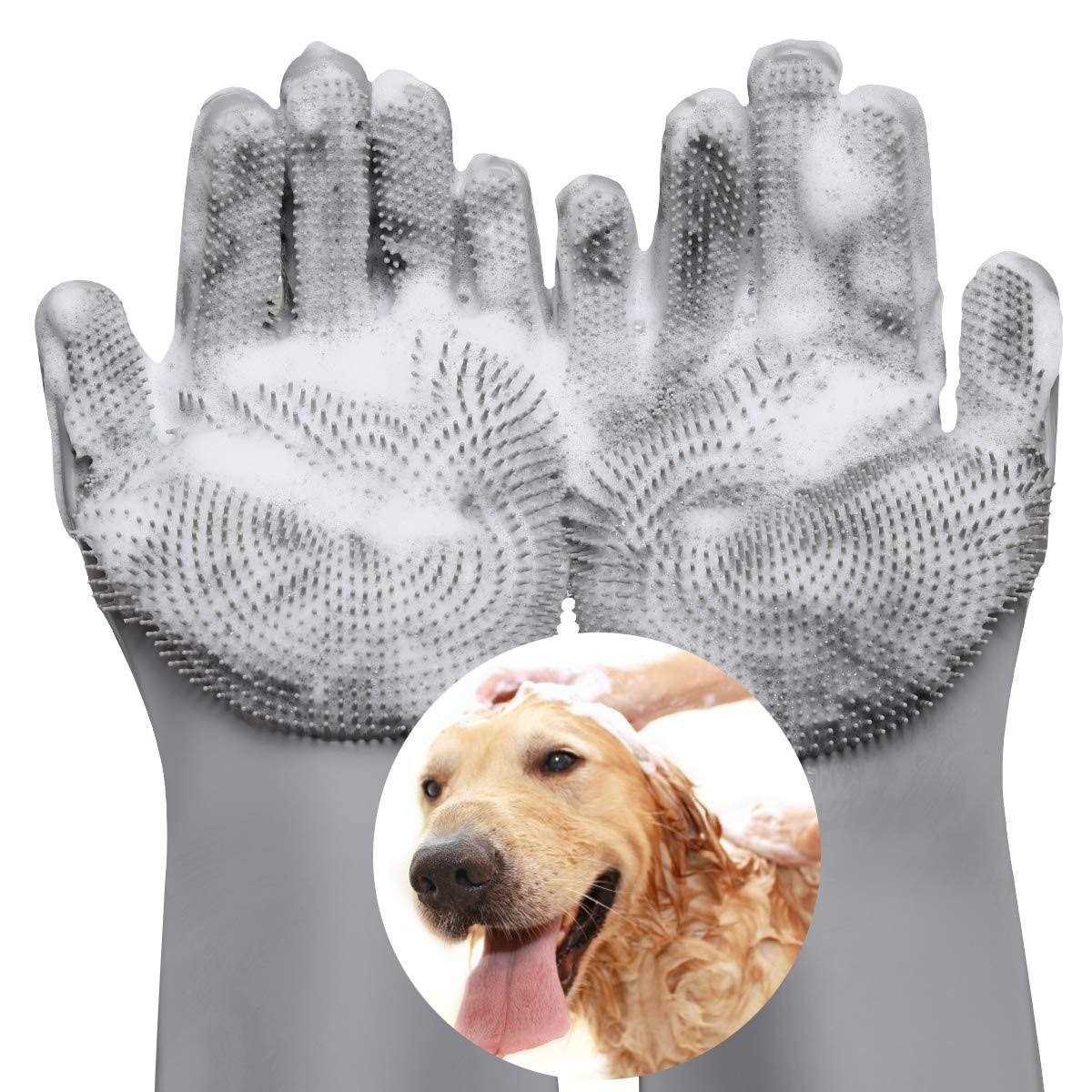 VavoPaw Magic Pet Grooming Gloves Dog Bathing Shampoo Gloves with High Density Teeth