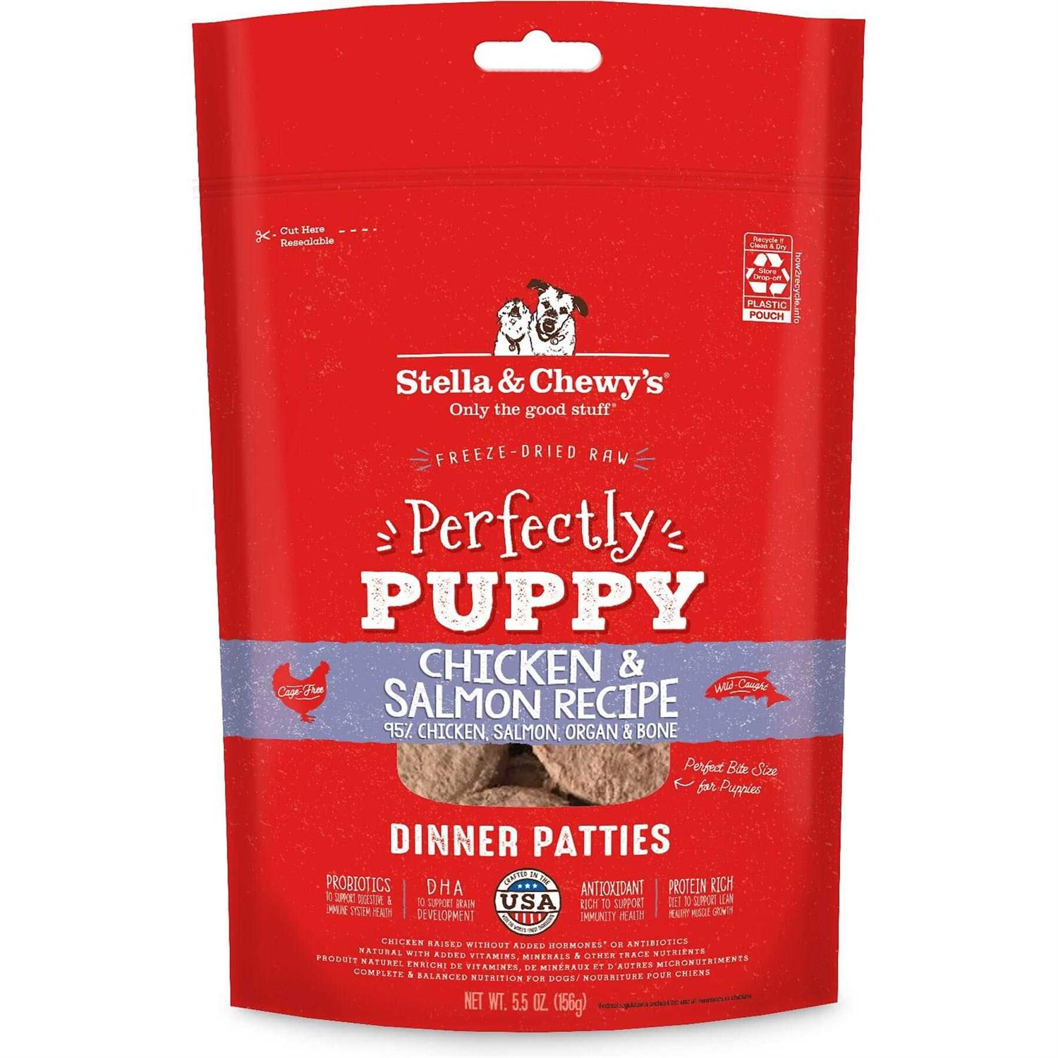 Stella & Chewy’s Perfectly Puppy Freeze-Dried Raw Dog Food Salmon Dinner Patties
