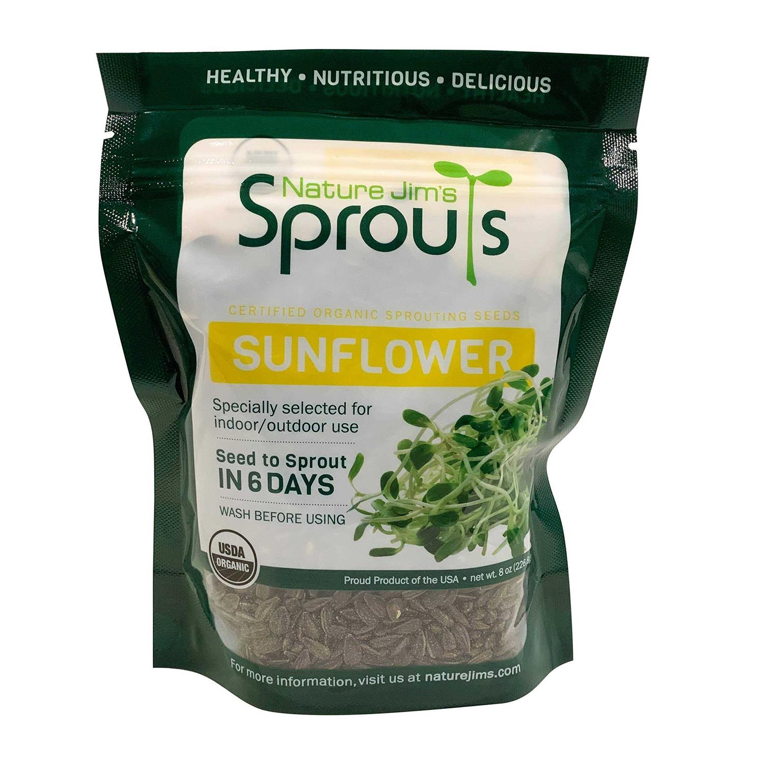 Nature Jims Sprouts Sunflower Seeds Certified Organic Black Oil Sunflower Sprouts for Soups