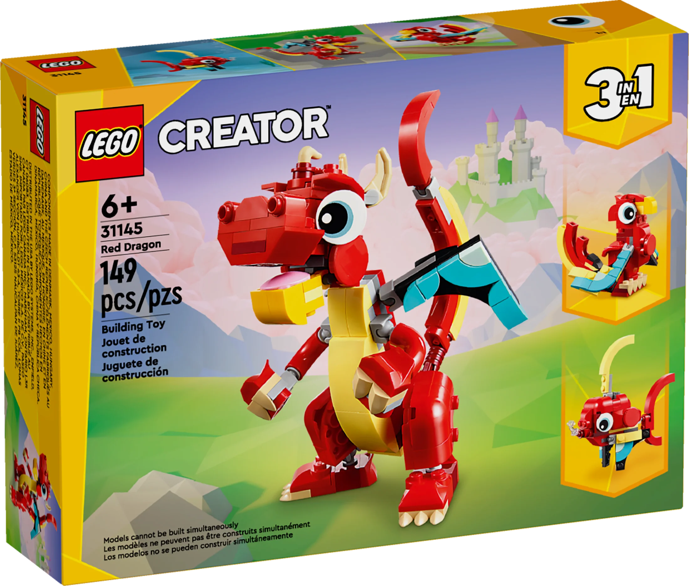 LEGO Creator 3 in 1 Red Dragon Toy Transforms from Dragon Toy to Fish LEGO Creator 3 in 1 Red Dragon Toy Transforms from Dragon Toy to Fish