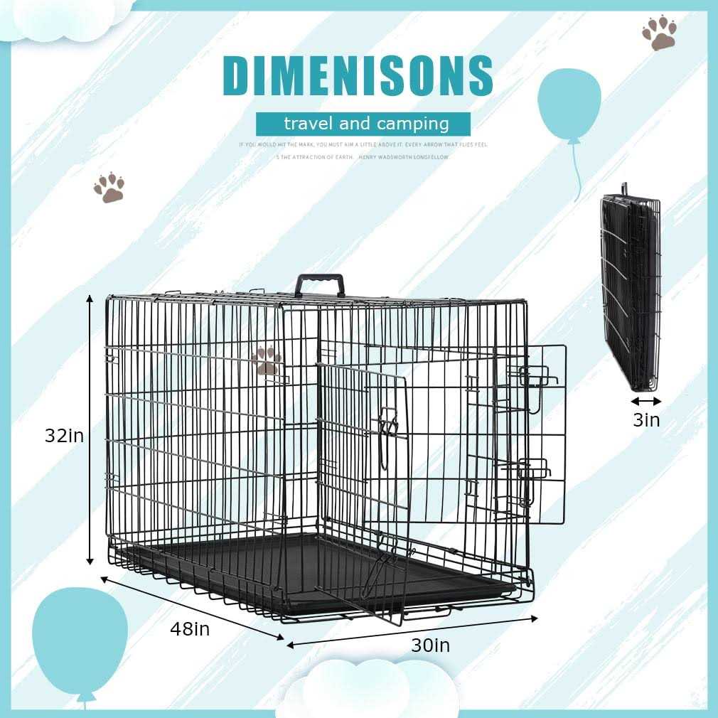 XXL Large Dog Crate for Large Dog 48 Inch Folding Dog Cage Metal Wire Dog Kennel Pet Animal Segregation Cage for Golden Retriever