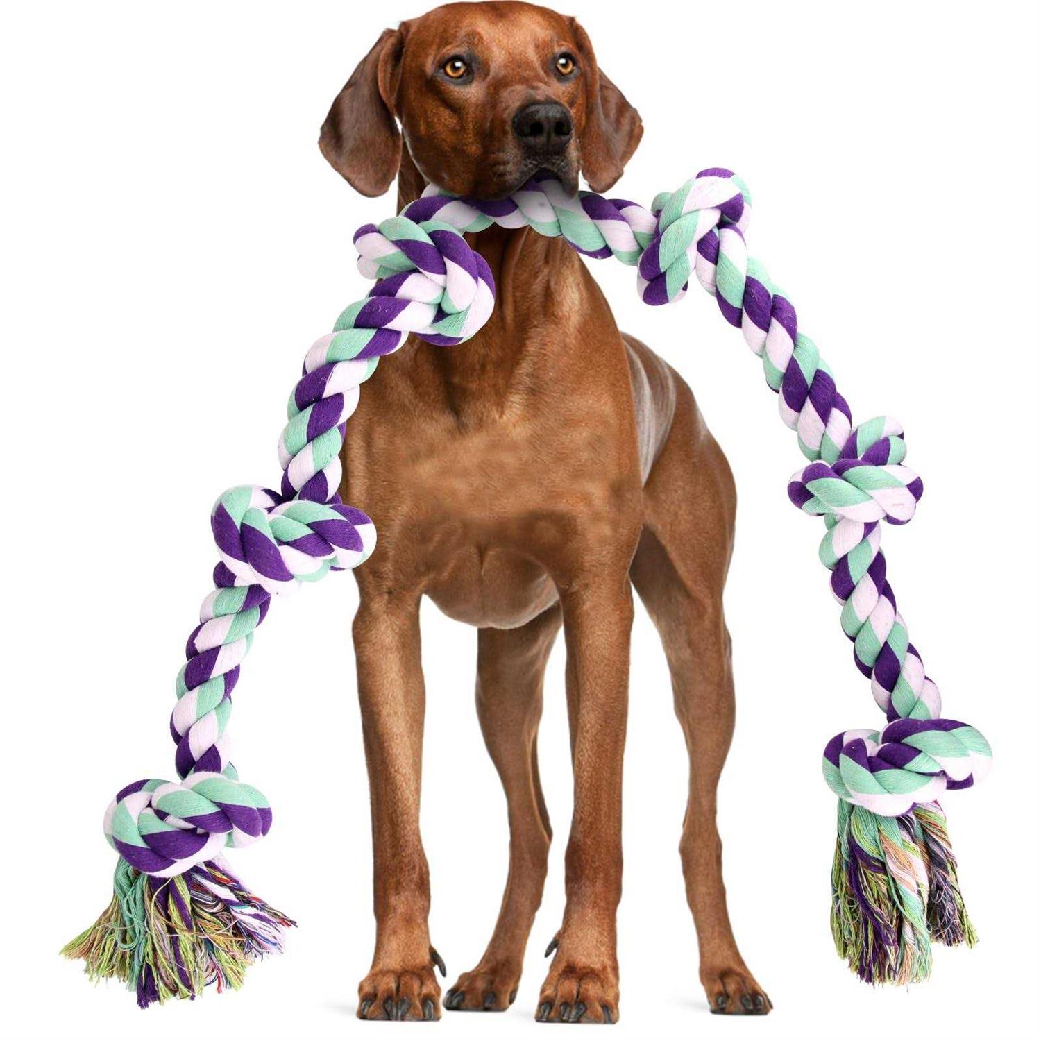 loncoldy Dog Rope Toys for Large Dogs 42In 6 Knots Indestructible Dog Rope Toy