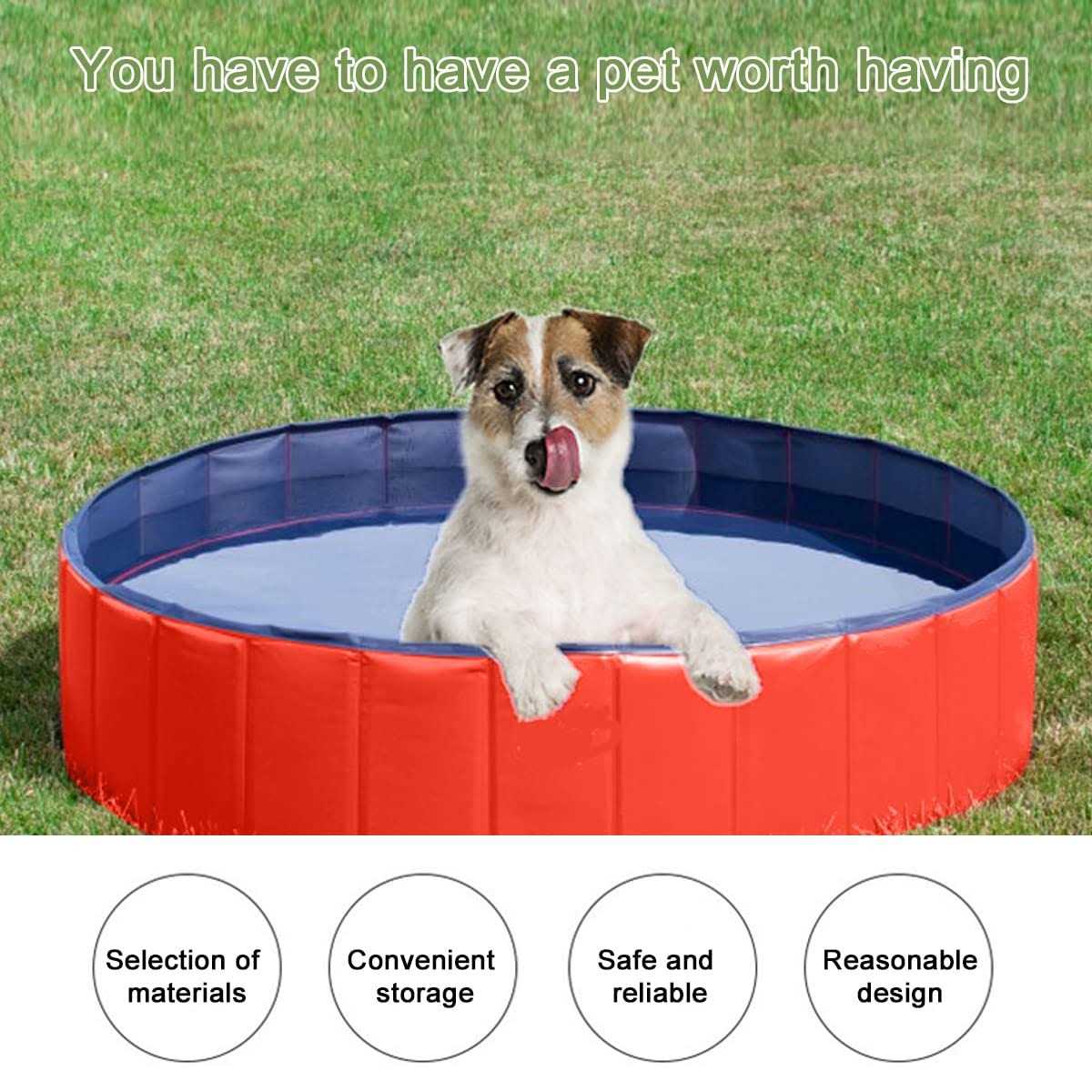 Enenes Dog Pool Pool PVC Dog Swimming Pool 24 x 8 Inch Folding Dog Bath Tub Collapsible