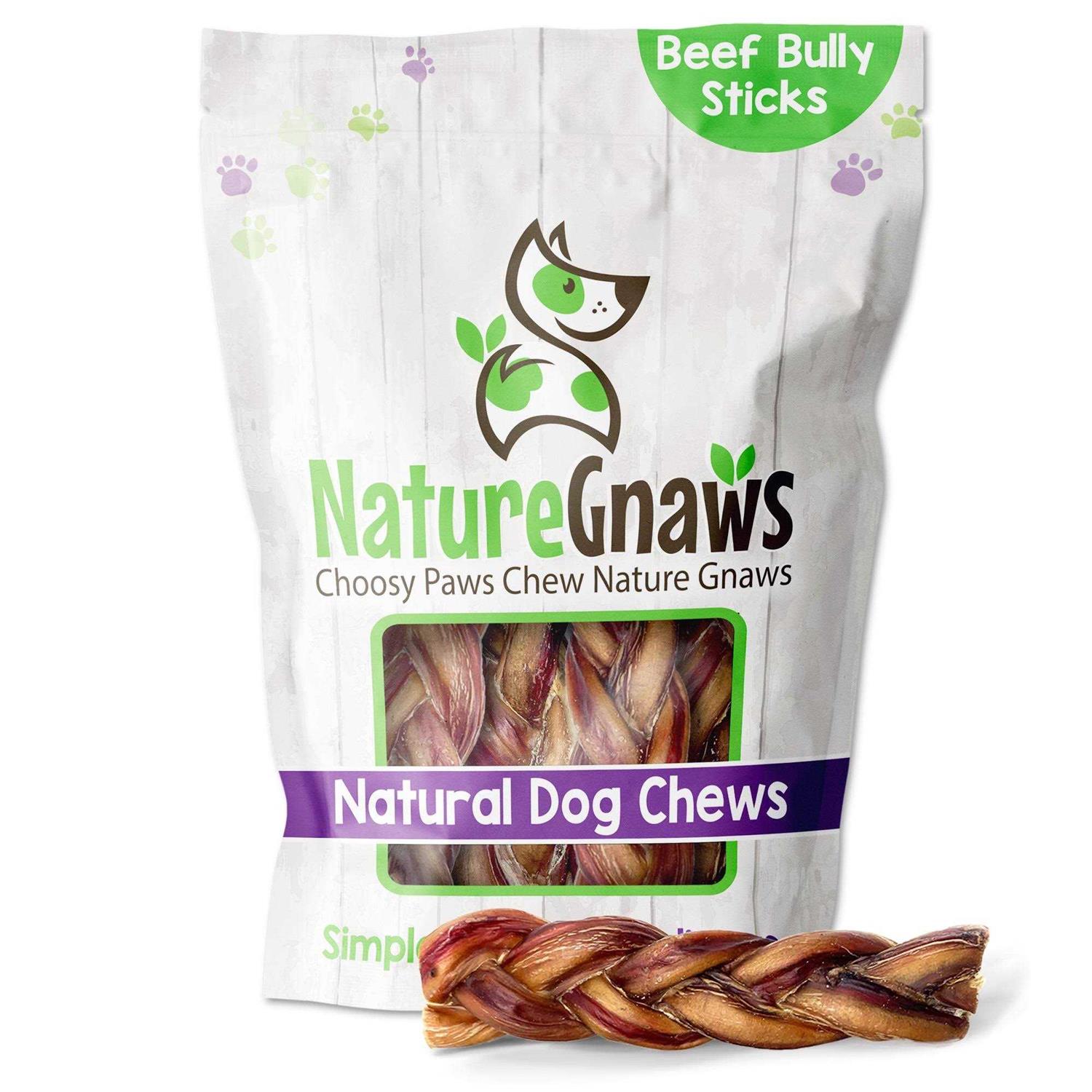 Nature Gnaws Braided Bully Sticks for Dogs Premium Natural Beef Bones