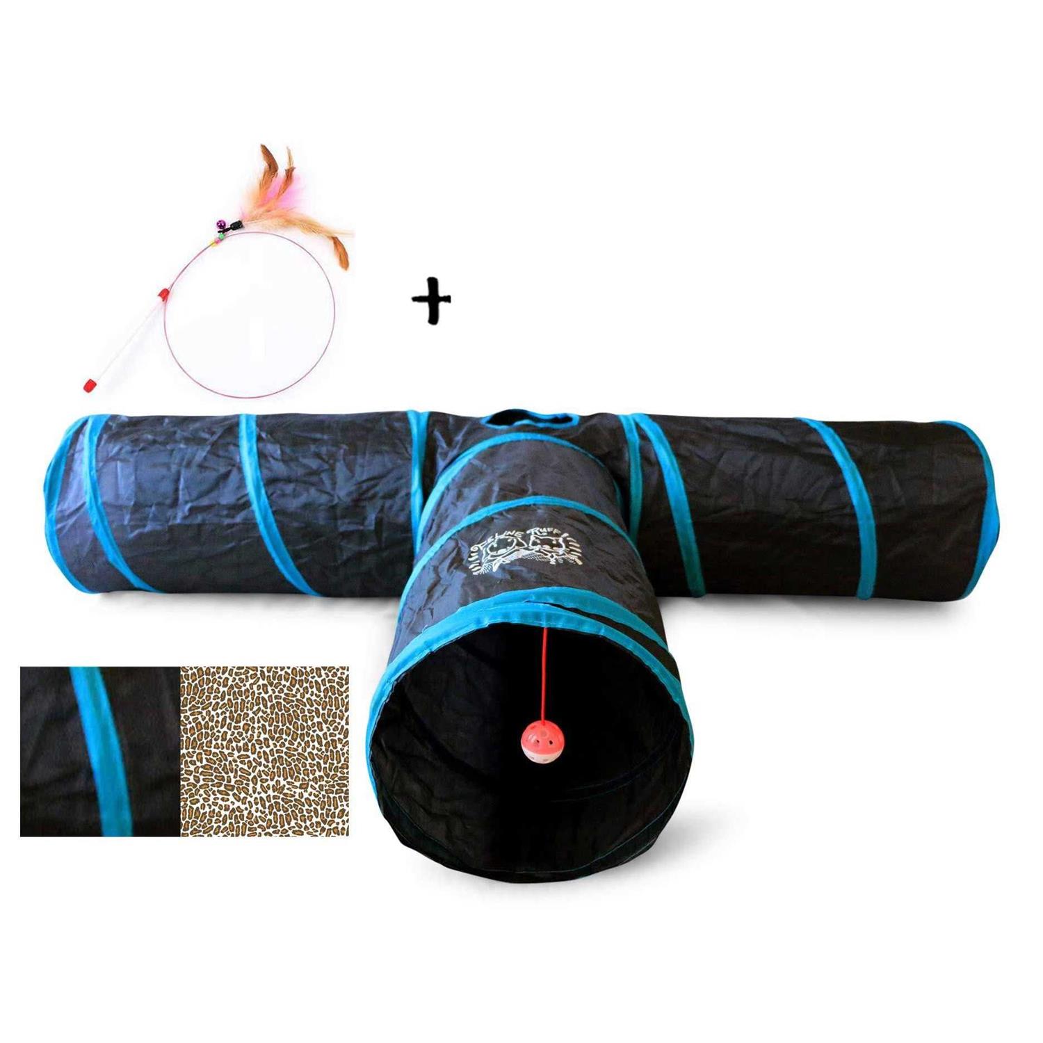Feline Ruff Premium Way Cat Tunnel. Extra Large 12 Inch Diameter and Extra Long. A Big Collapsible Play Toy. Wide Pet Tunnel Tube
