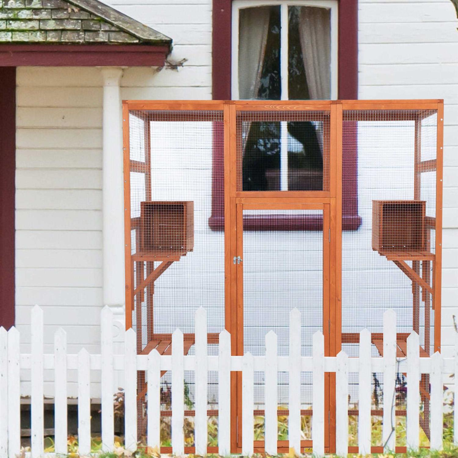 Coziwow Large Wooden Cat House Catio Enclosure