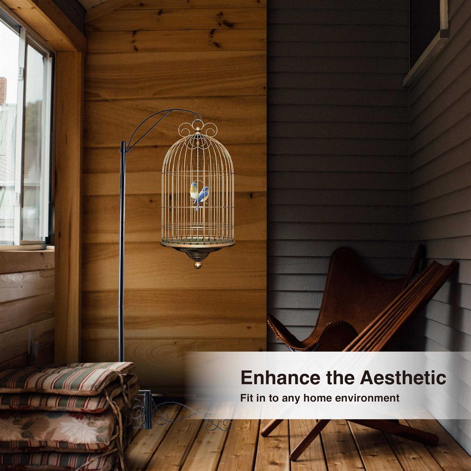 HOHIYA 61 Inch Bird Cage Stand Shepherd Hook Hanging for Pet Hummingbird Feeder Solar Light Lantern Hanging Plant Flower Basket Home Garden Max