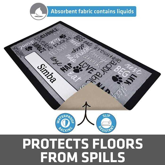 Drymate Personalized Pet Bowl Placemat Custom Dog Cat Food Feeding Mat