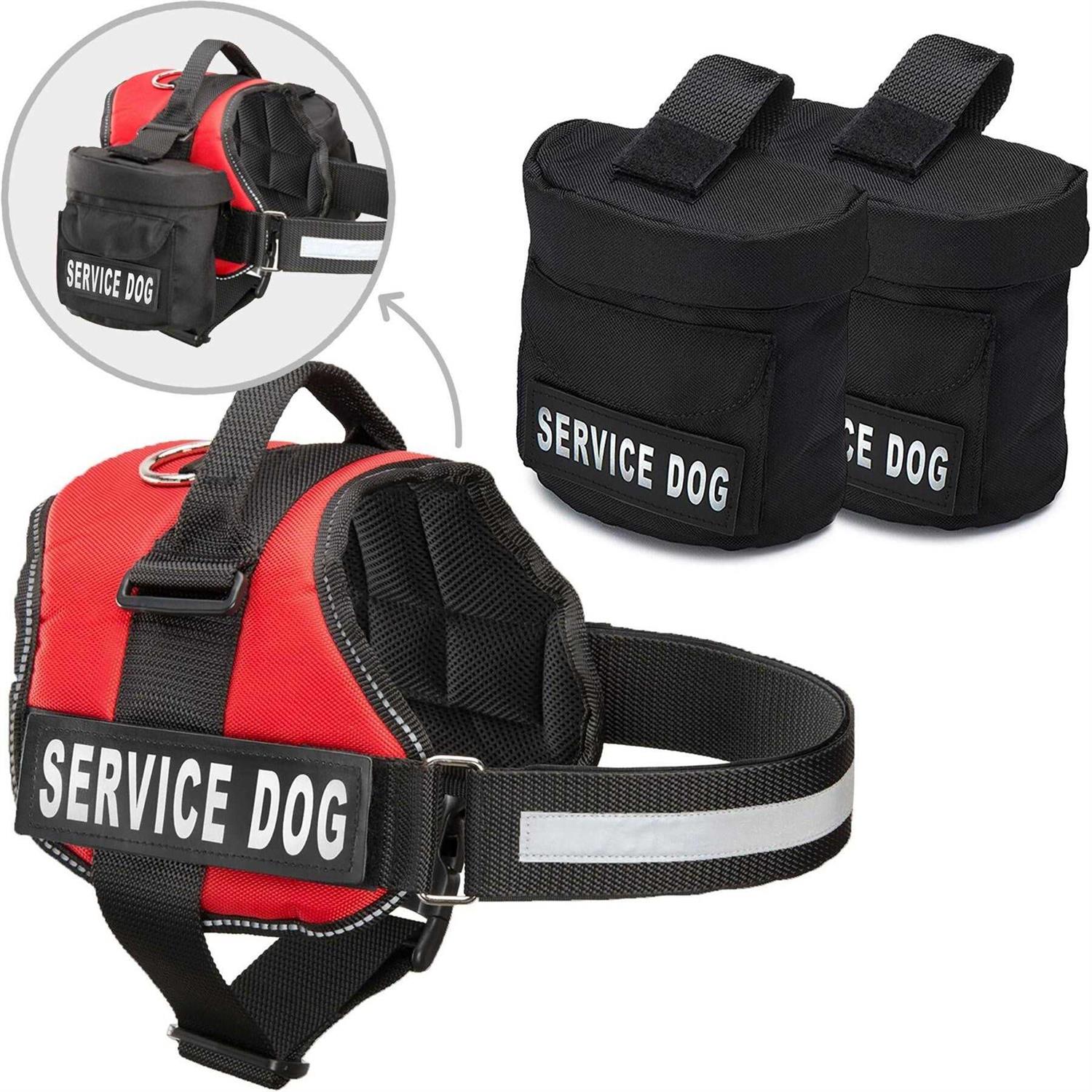 Industrial Puppy Service Dog Vest with Hook and Loop Straps and Detachable Backpacks Harnesses in 7 Sizes from XXS to XXL