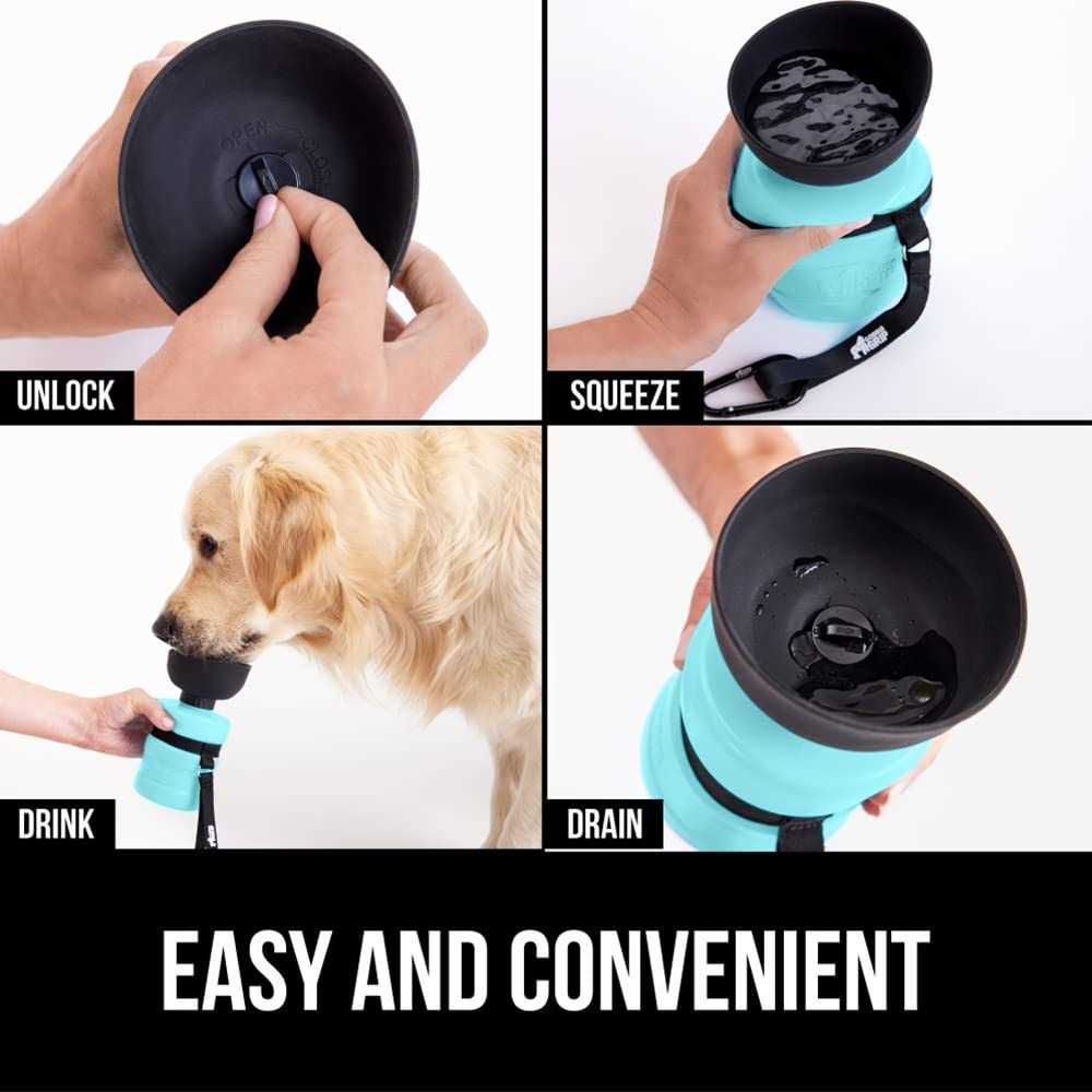 Gorilla Grip Leak Proof Portable Dog Water Bottle Multifunction Design with Bowl Cap