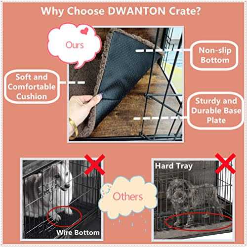 DWANTON Dog Crate Furniture with Cushion Wooden Dog Crate with Double Doors