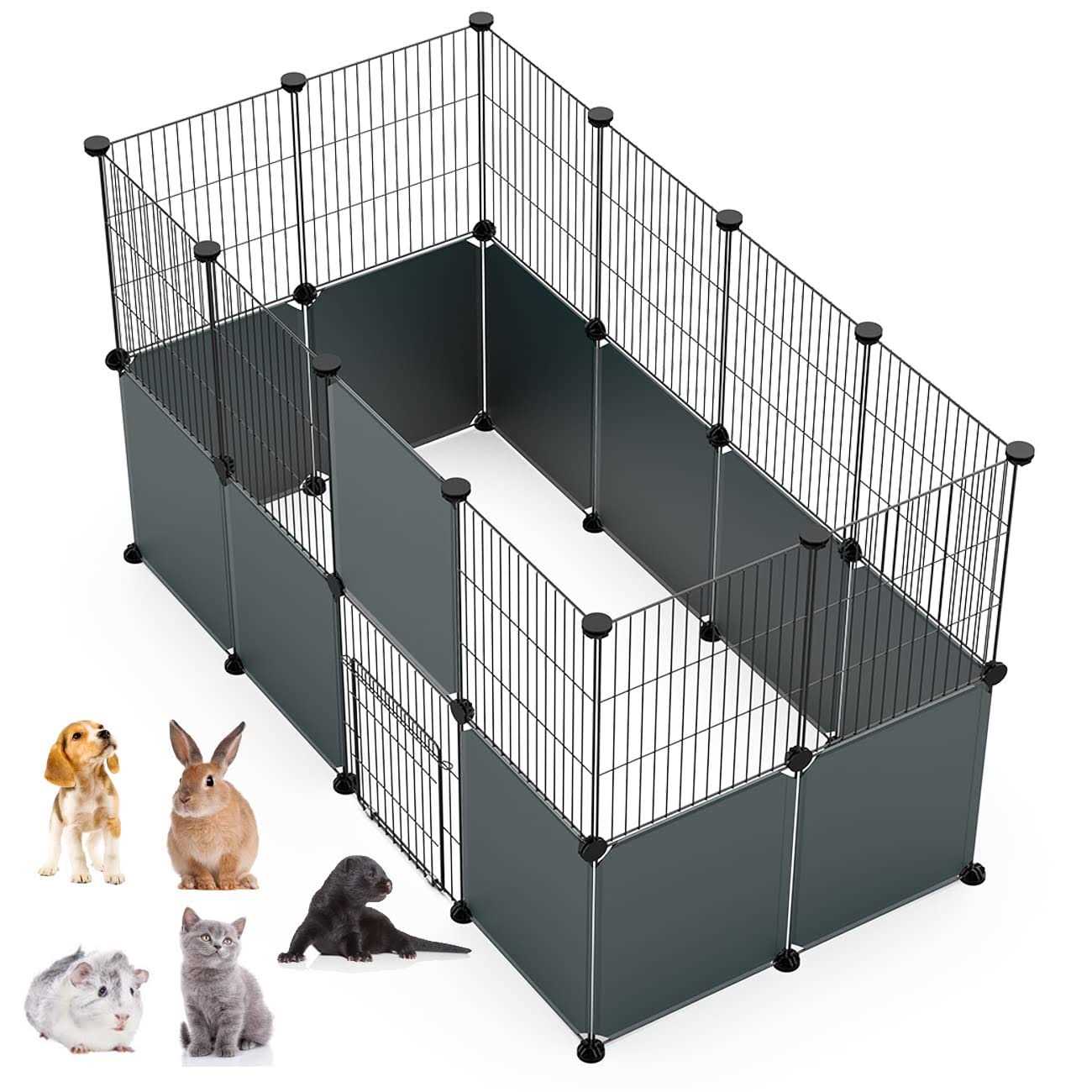 LANGXUN DIY Small Animal Playpen Pet Playpen for Small Dogs with Door