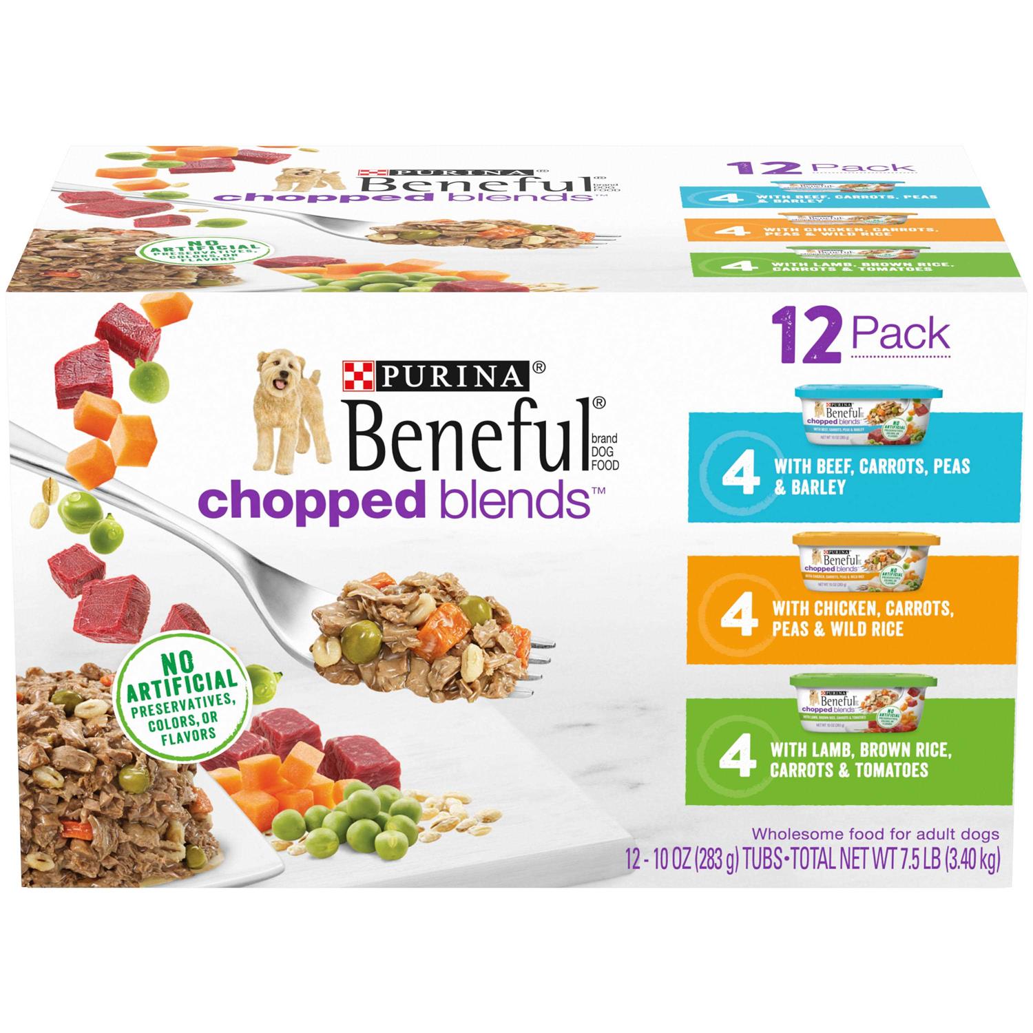 Purina Beneful Wet Dog Food Chopped Blends High Protein Variety Pack