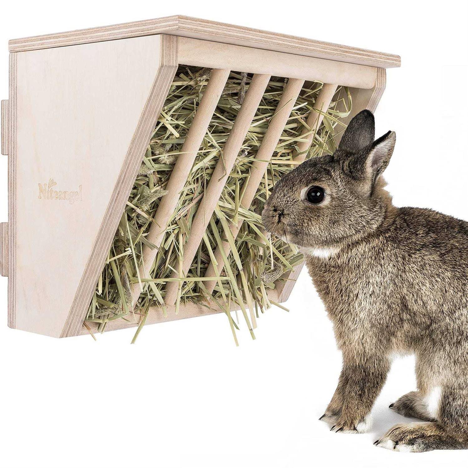 Niteangel Pet Wooden Hay Manger with Seat