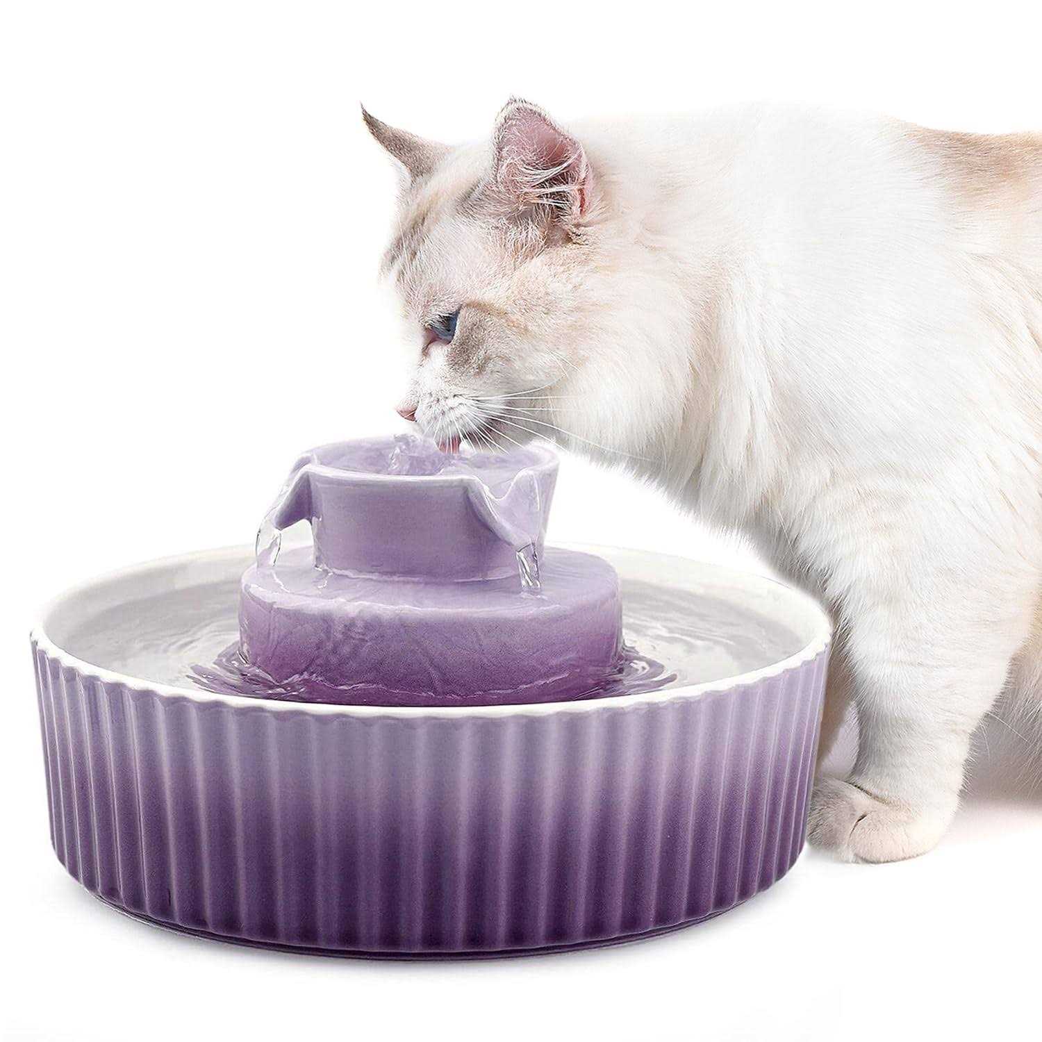 nautypaws ceramic cat water fountain, ceramic pet fountain, 2.1 l drinking fountains bowl for cats and dogs