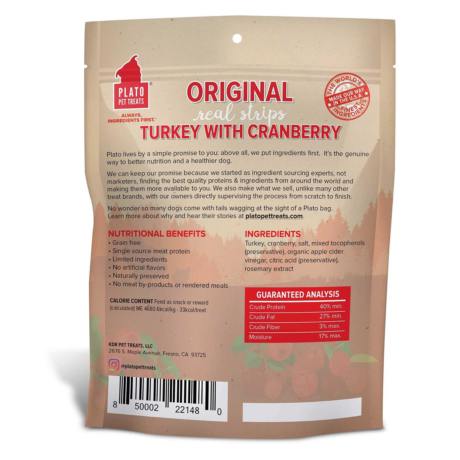 Plato Real Strips Turkey Dog Treats