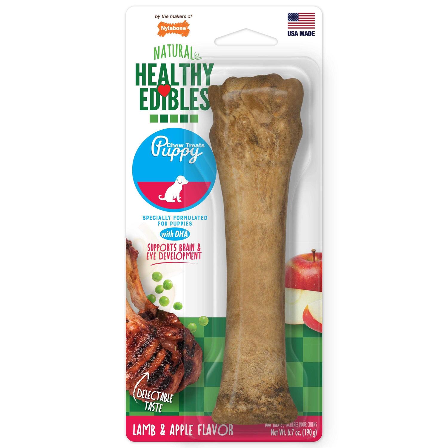 Nylabone Healthy Edibles Puppy Natural Long Lasting Dog Chew Treats Lamb Apple