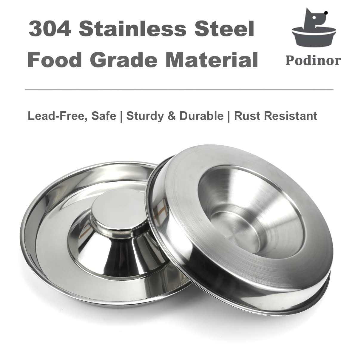 Podinor Stainless Steel Puppy Dog Bowls Pets Puppies Feeding Food and Water Weaning Bowls Dishes Feeder