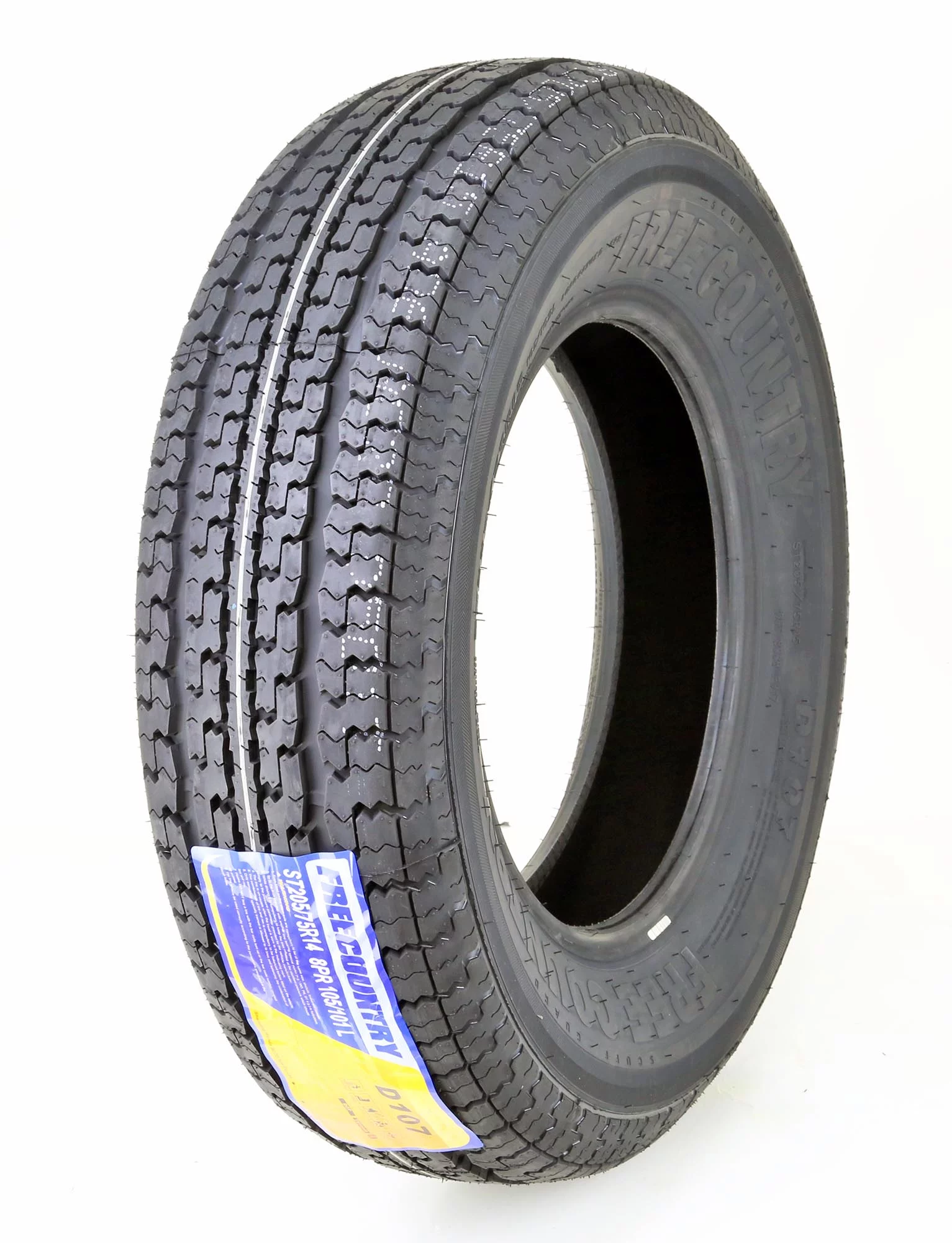 FREE COUNTRY New Premium Trailer Tire ST205/75R14 / 8PR Load Range D Steel Belted w/Scuff Guard. Set 1