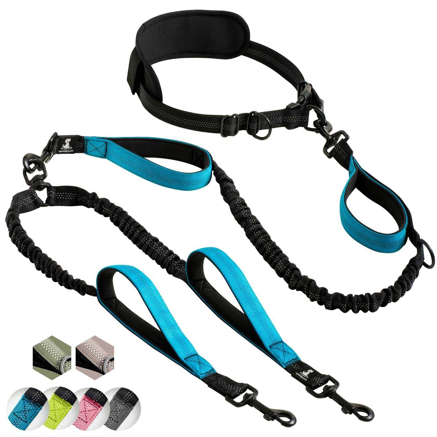 SparklyPets Hands Free Double Dog Leash Dual Dog Leash for Medium and Large Dogs