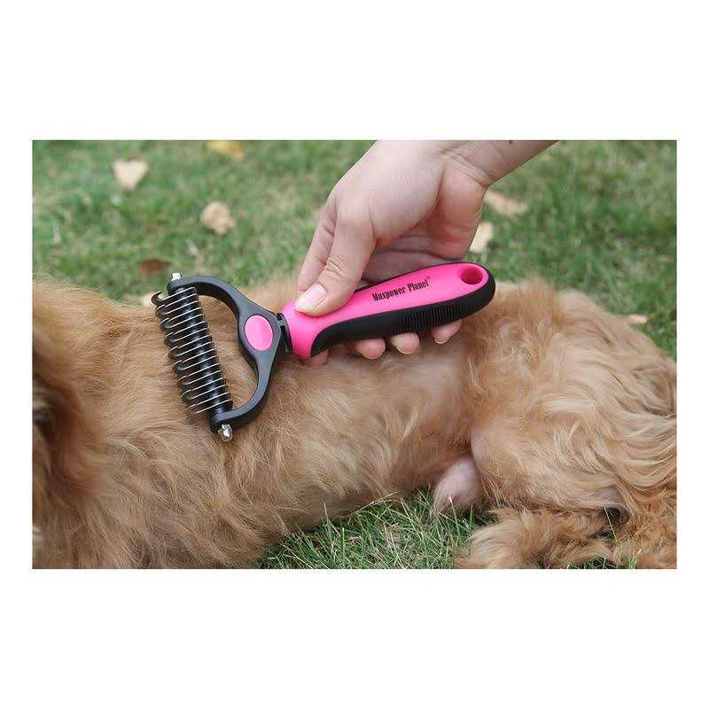 Maxpower Planet Pet Grooming Brush Double Sided Shedding Dematting Undercoat Rake for Dogs