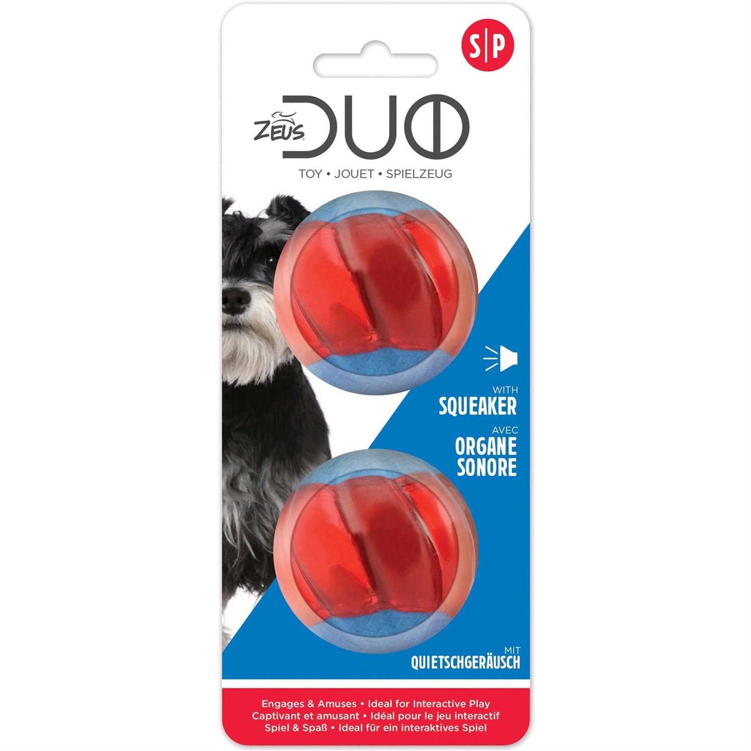 Zeus Duo Ball Dog Toy with Squeaker
