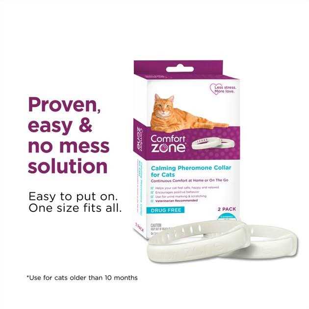 Comfort Zone 2 Pack Cat Calming Pheromone Collar for Cats De-Stress Your Cat