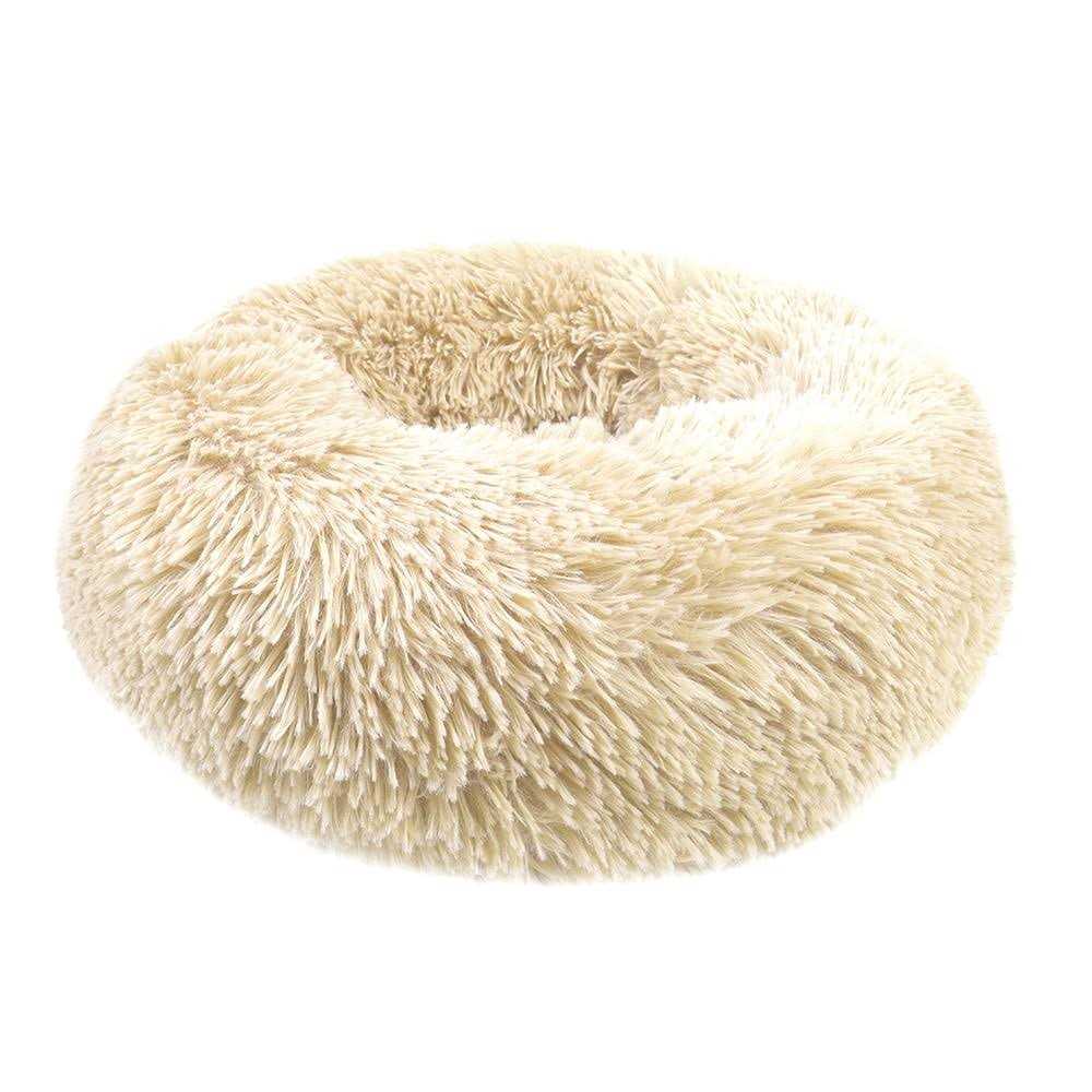 Round Plush Pet Bed for Dogs & Cats,Fluffy Soft Warm Calming Bed Sleeping Kennel Nest