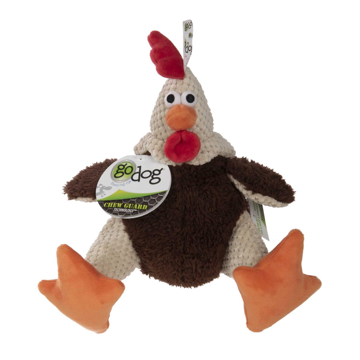 goDog Checkers Fat Rooster Dog Toy