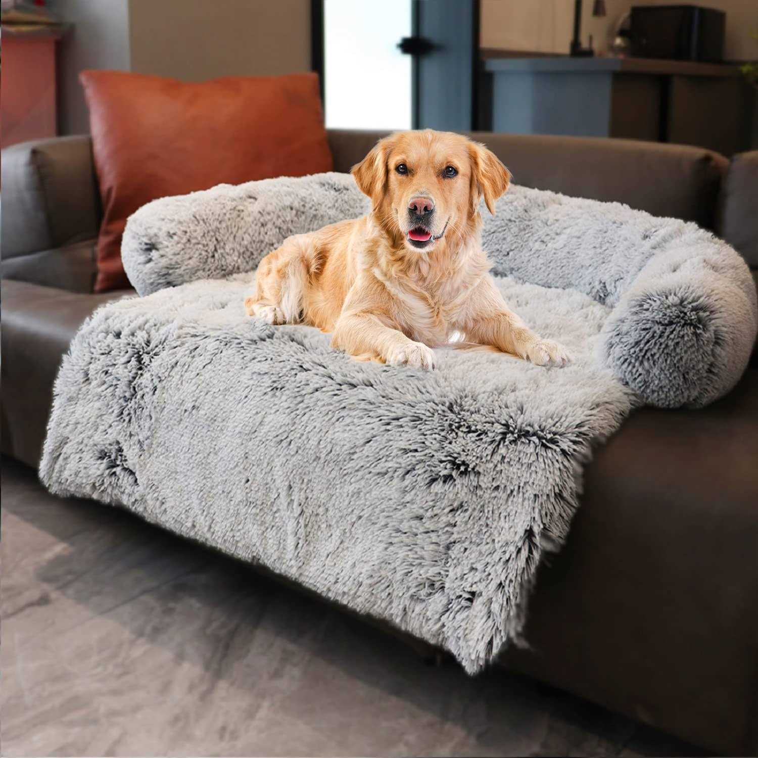 Dekeyoo Pet Couch Protector Waterproof Calming Dog Bed Plush Dog Mat Dog Sofa