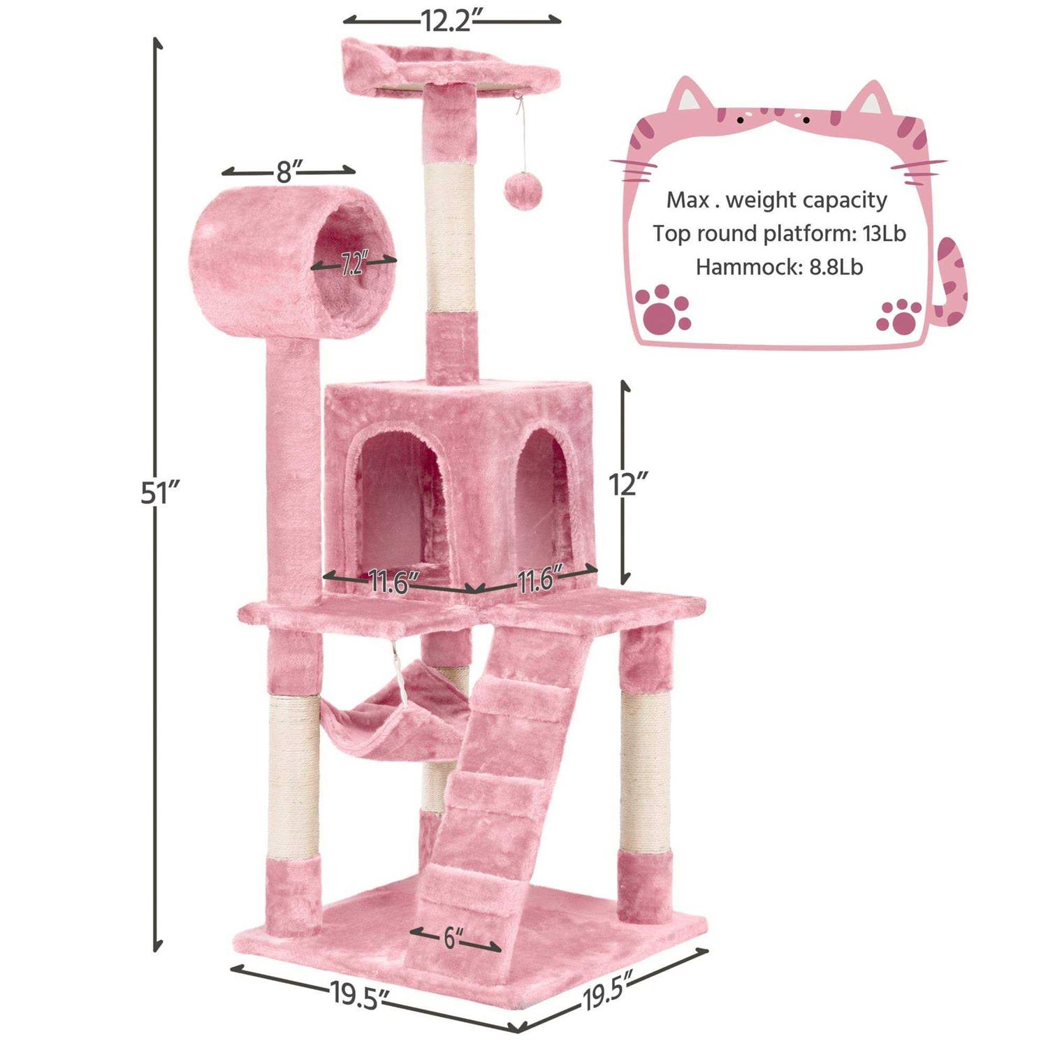 Topeakmart Plush Cat Tree Condo with Hammock Tunnel