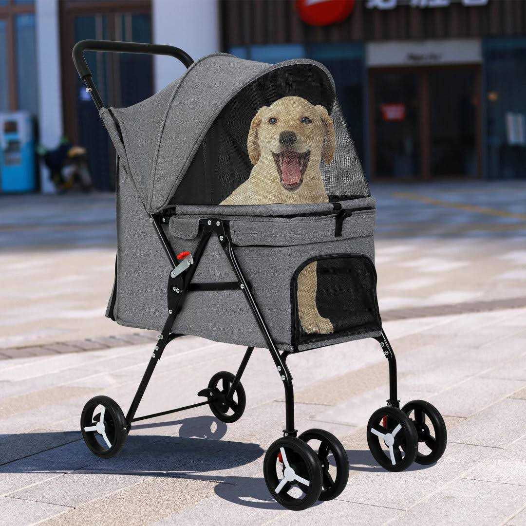 BestPet Pet Stroller Dog Cat Stroller Mesh Foldable Puppy Stroller for Travelling Shopping