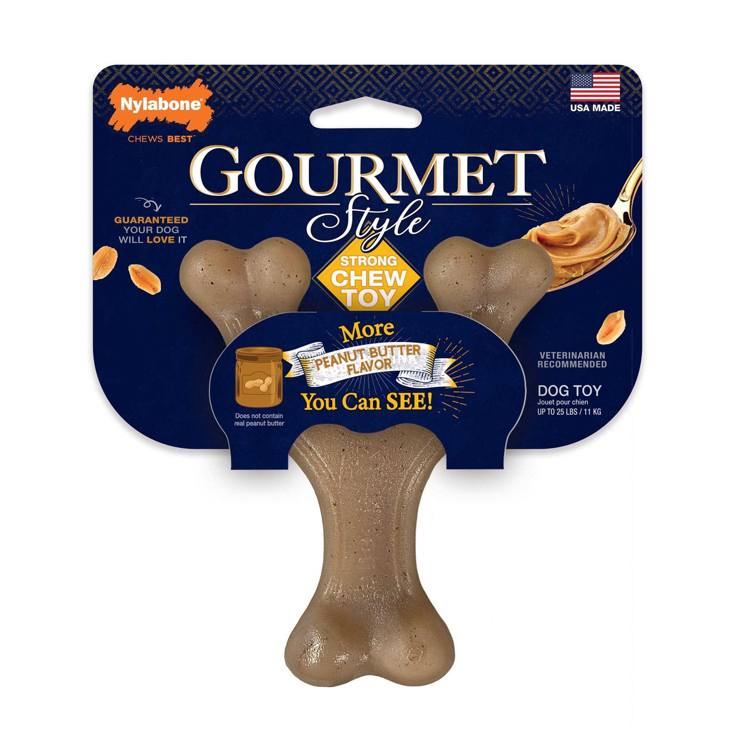 Nylabone Gourmet Style Strong Wishbone Dog Chew Toy Peanut Butter Small/Regular