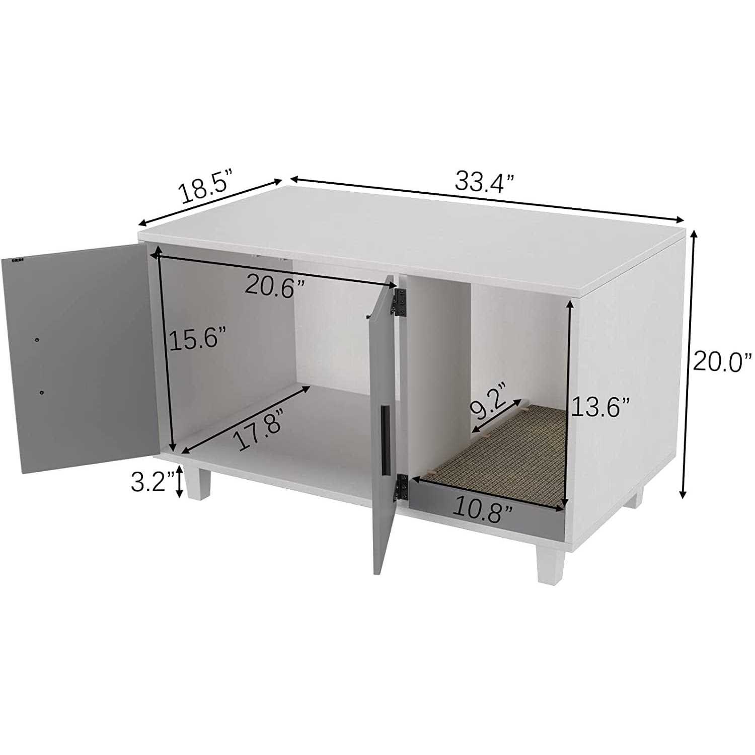 GDLF Pet Crate Cat Washroom Hidden Litter Box Enclosure as Table Nightstand with Scratch Pad,Stackable