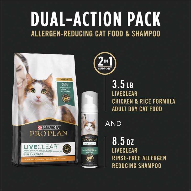 Purina Pro Plan Pro Plan LiveClear Starter Kit Featuring Pro Plan LiveClear Cat Food Chicken and Rice Formula and LiveClear Cat Shampoo 3.5 lb. Bag