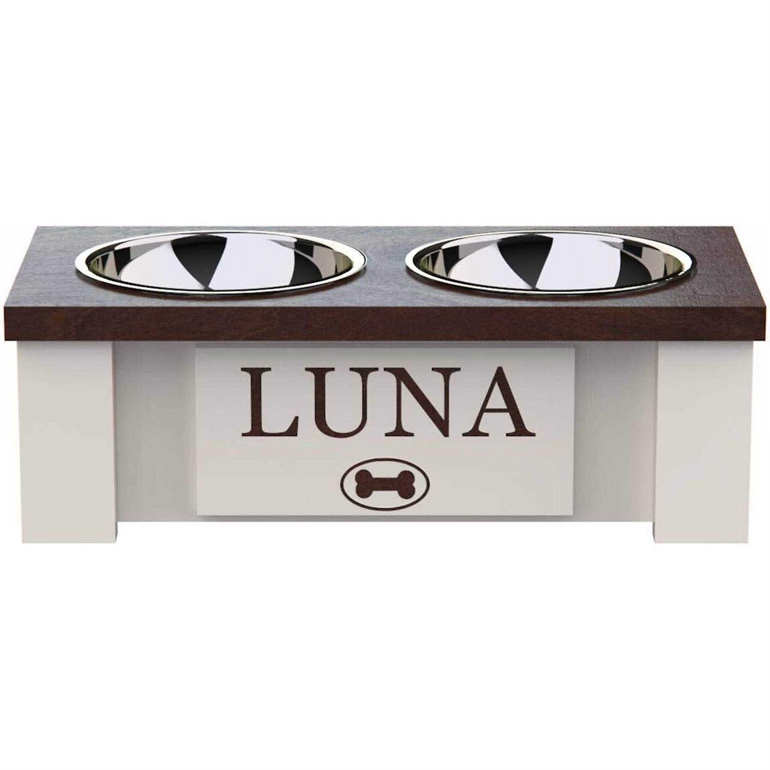 Groovethiswoodshop Personalized Elevated Dog Bowl Stand with Internal Storage