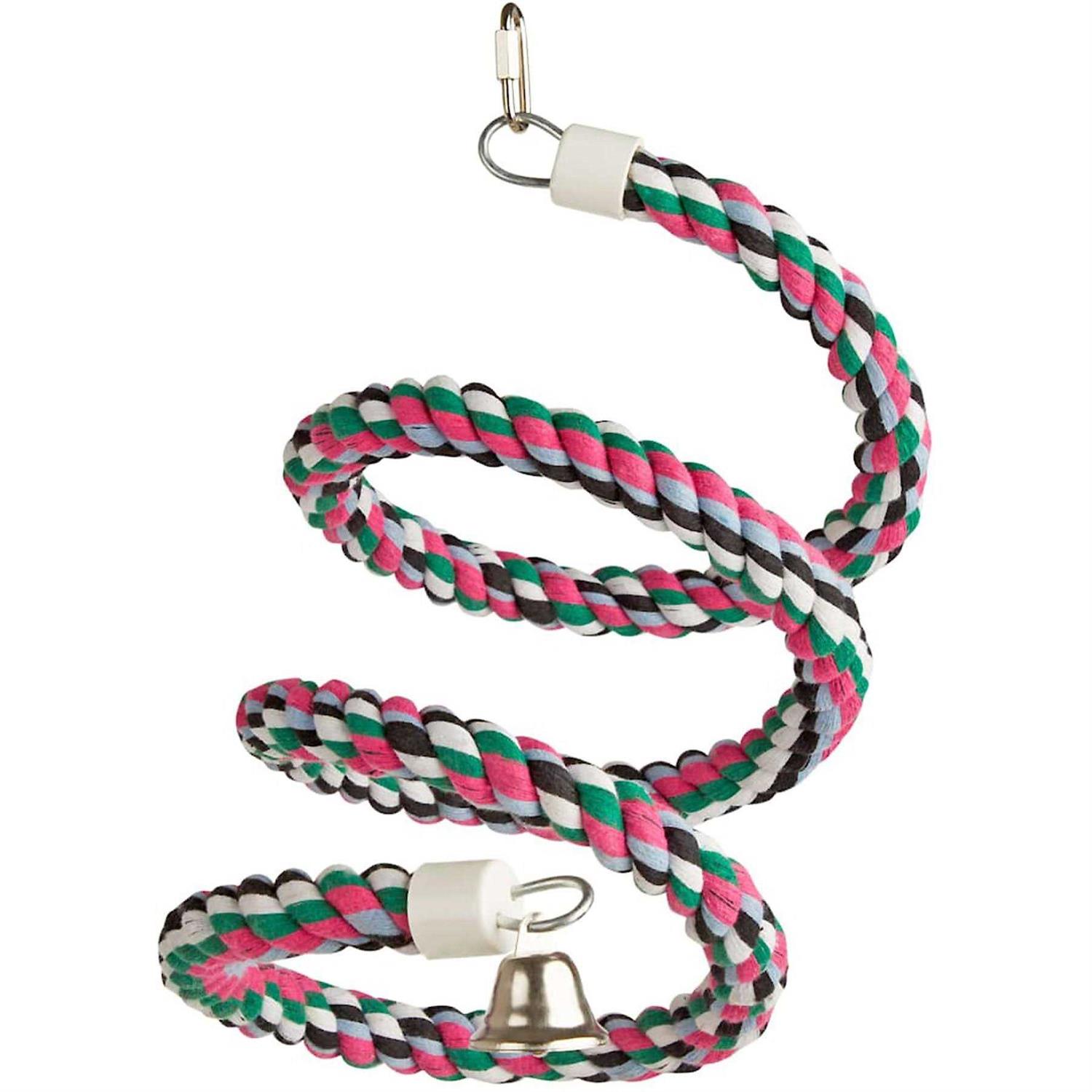 A & E Rainbow Cotton Rope Boing with Bell Bird Toy
