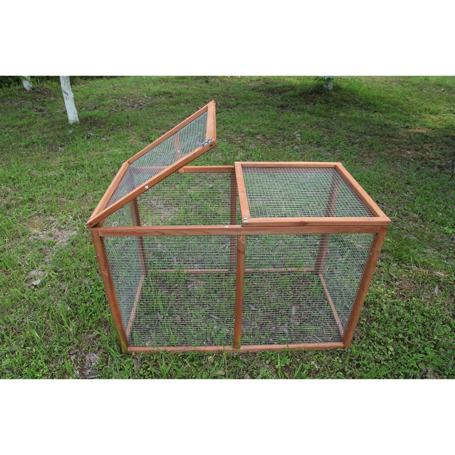 Feelway Wooden Chicken Coop Cage Rabbit Hutch Enclosure Poultry Pet Hutch Garden Backyard w/mesh Run Cage Indoor and Outdoor Use