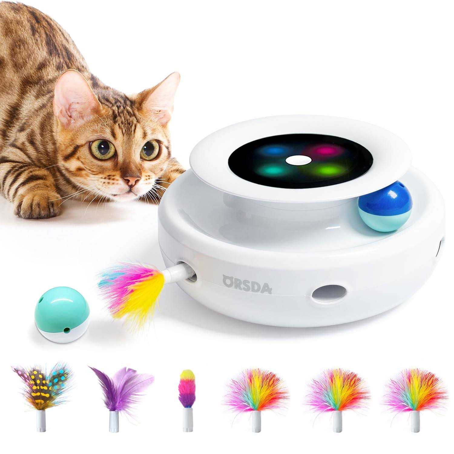 Cat Toys Orsda 2-in-1 Interactive Cat Toys for Indoor Cats Automatic Cat Toy Balls