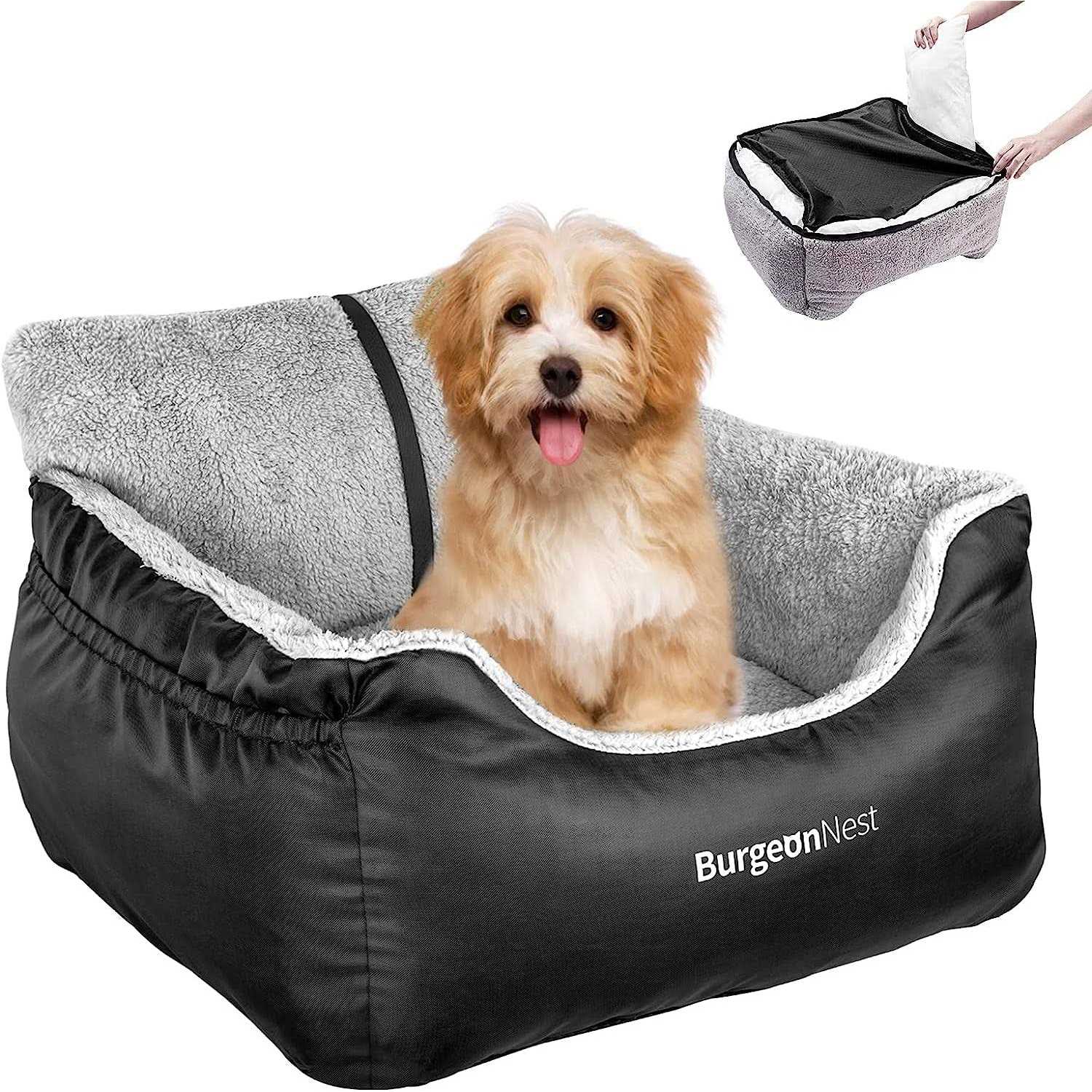 Burgeonnest Dog Car Seat for Small Dogs, Fully Detachable and Washable Dog Carseats Small Under 25