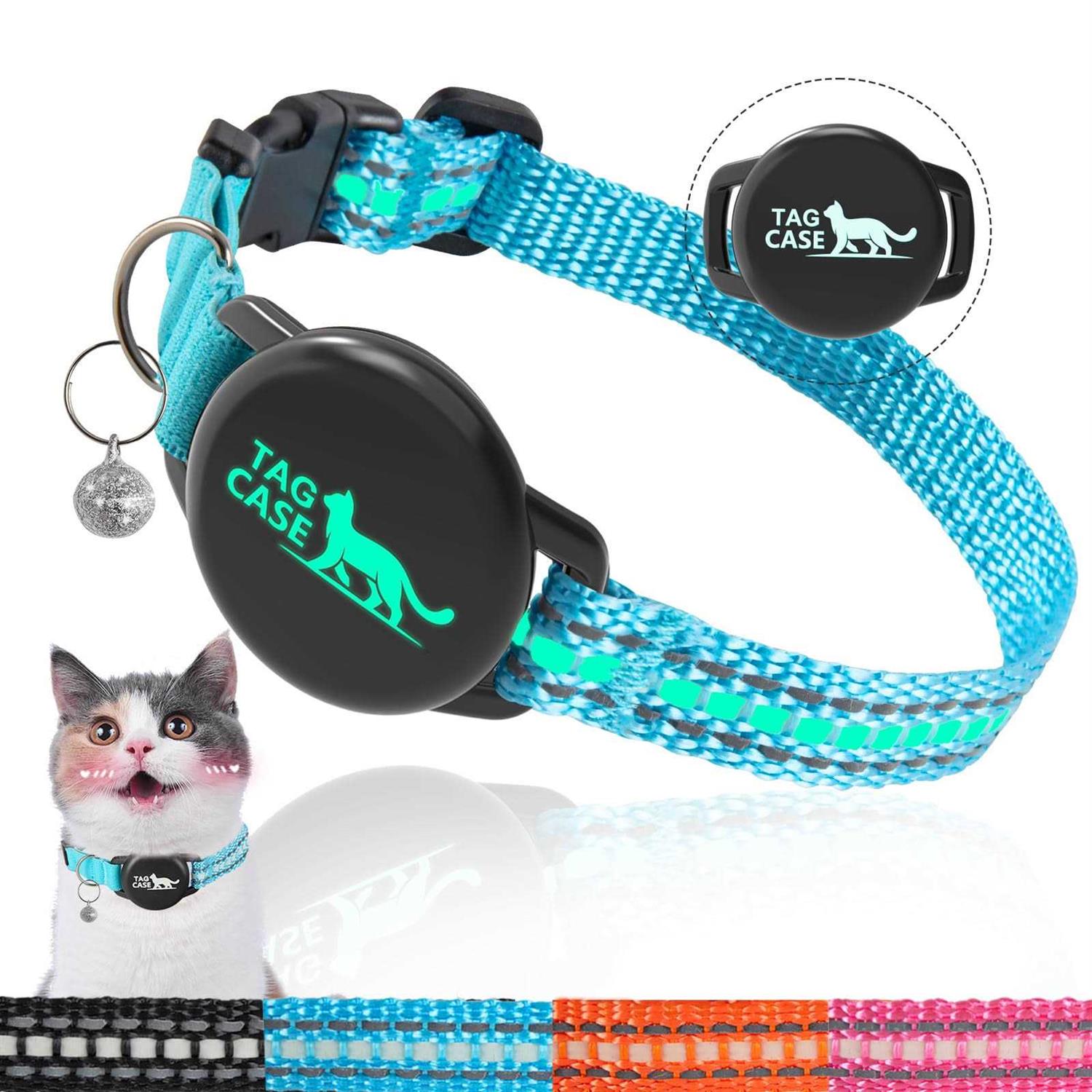 Luminous Airtag Cat Collar,PROFAVO Apple Air Tag Cat Collar with Airtag Holder,Reflective Cat GPS Tracker Collar for Girl Boy Small Cats,Kittens,and