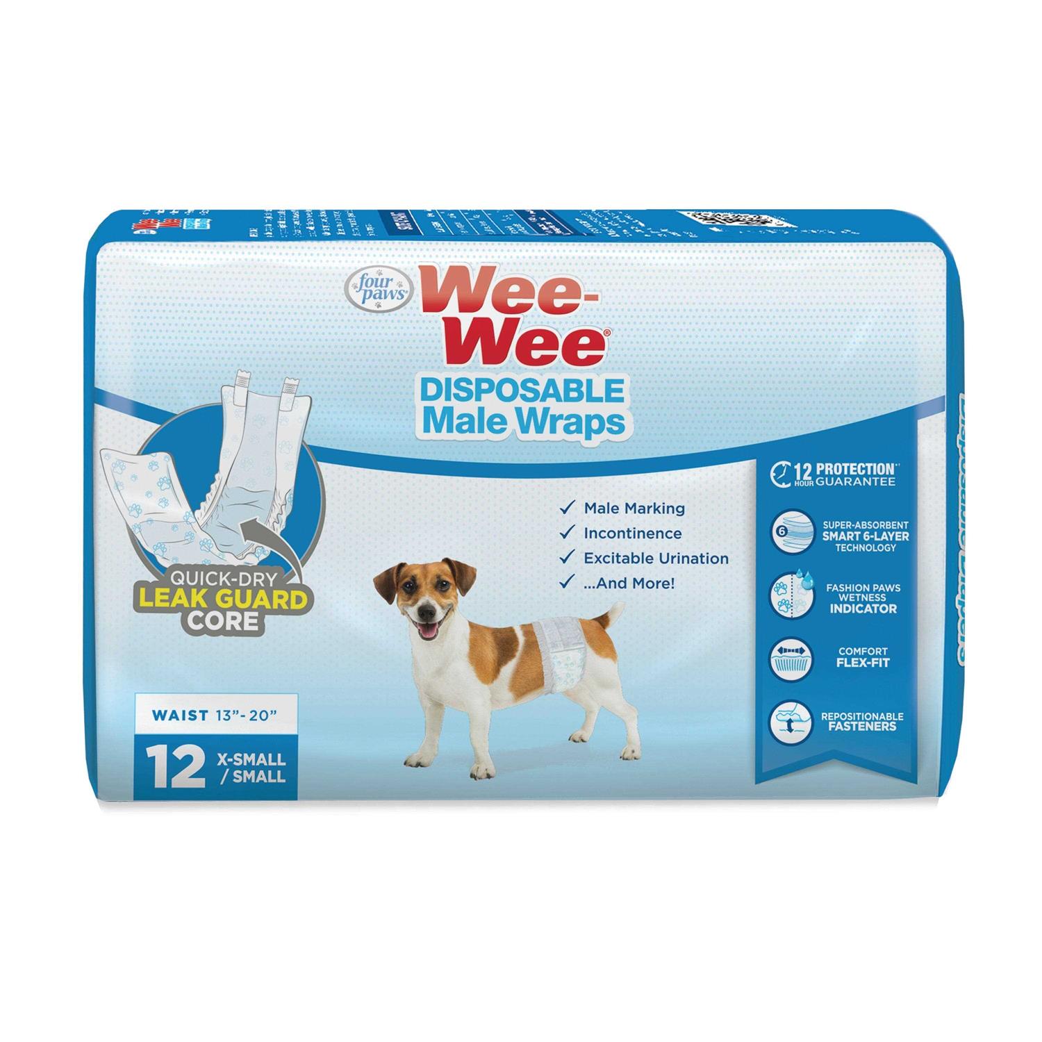 Four Paws Wee Wee Disposable Male Dog Wraps