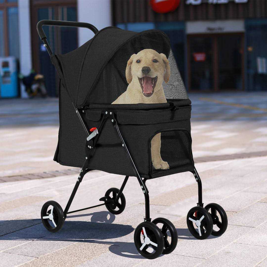 BestPet Pet Stroller Dog Cat Stroller Mesh Foldable Puppy Stroller for Travelling Shopping