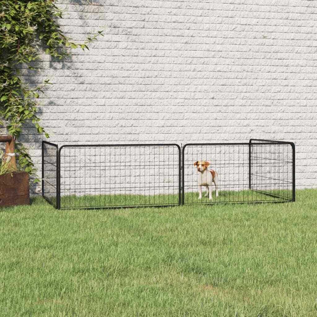 vidaXL Dog Playpen 4 Panels Black Powder-coated Steel