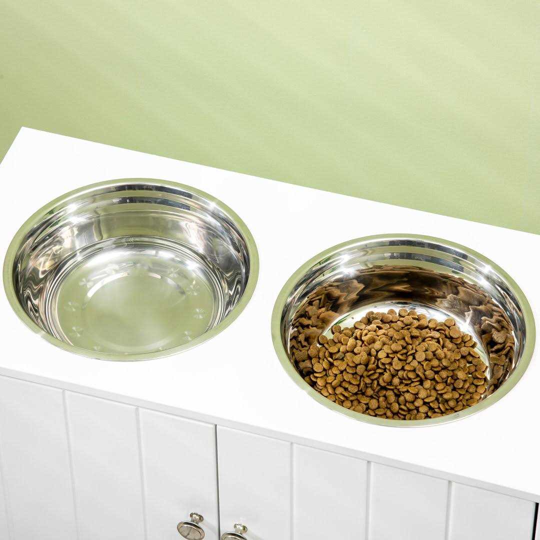 PawHut Large Elevated Dog Bowls with Storage Cabinet Containing Large 44L Capacity