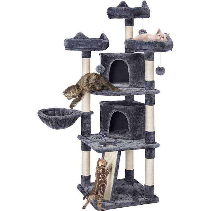 Topeakmart Dark Gray Large Plush Cat Tree with 3 Perches