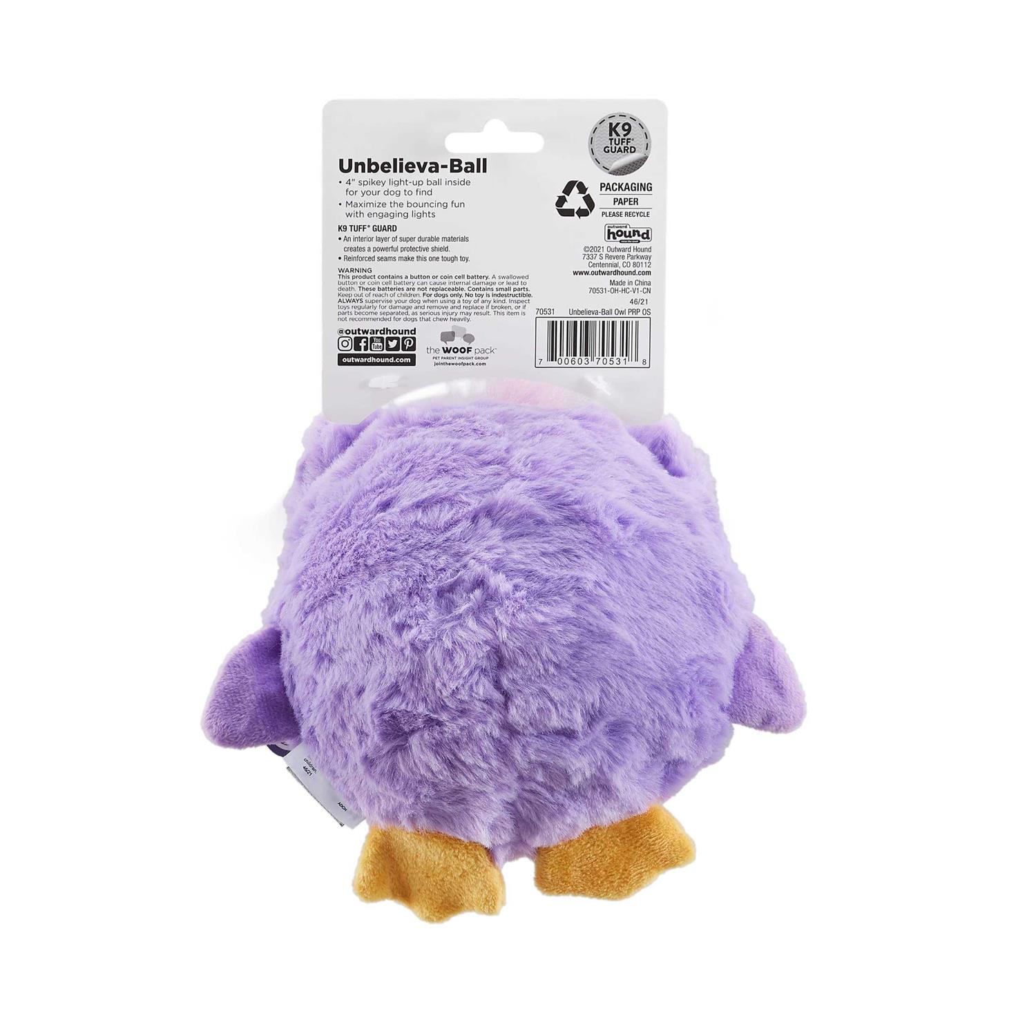 Outward Hound Unbelieva-Ball Owl Interactive Plush Toy with Light up Dog Ball