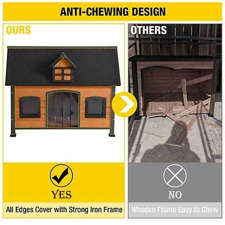 aivituvin Premium Wooden Dog House Iron Frame and Asphalt Roof AIR90