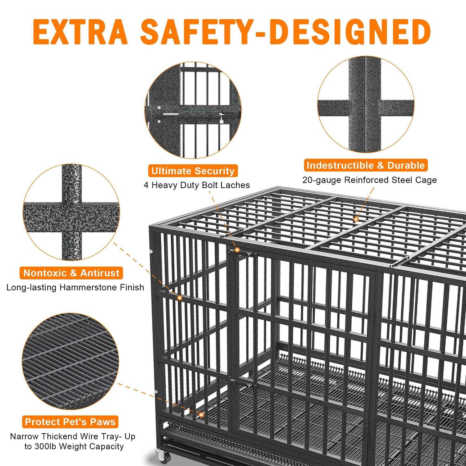 Boldbone 48/38 inch Heavy Duty Dog Crate for Large Dogs Dog Kennels and Metal Wire Cages