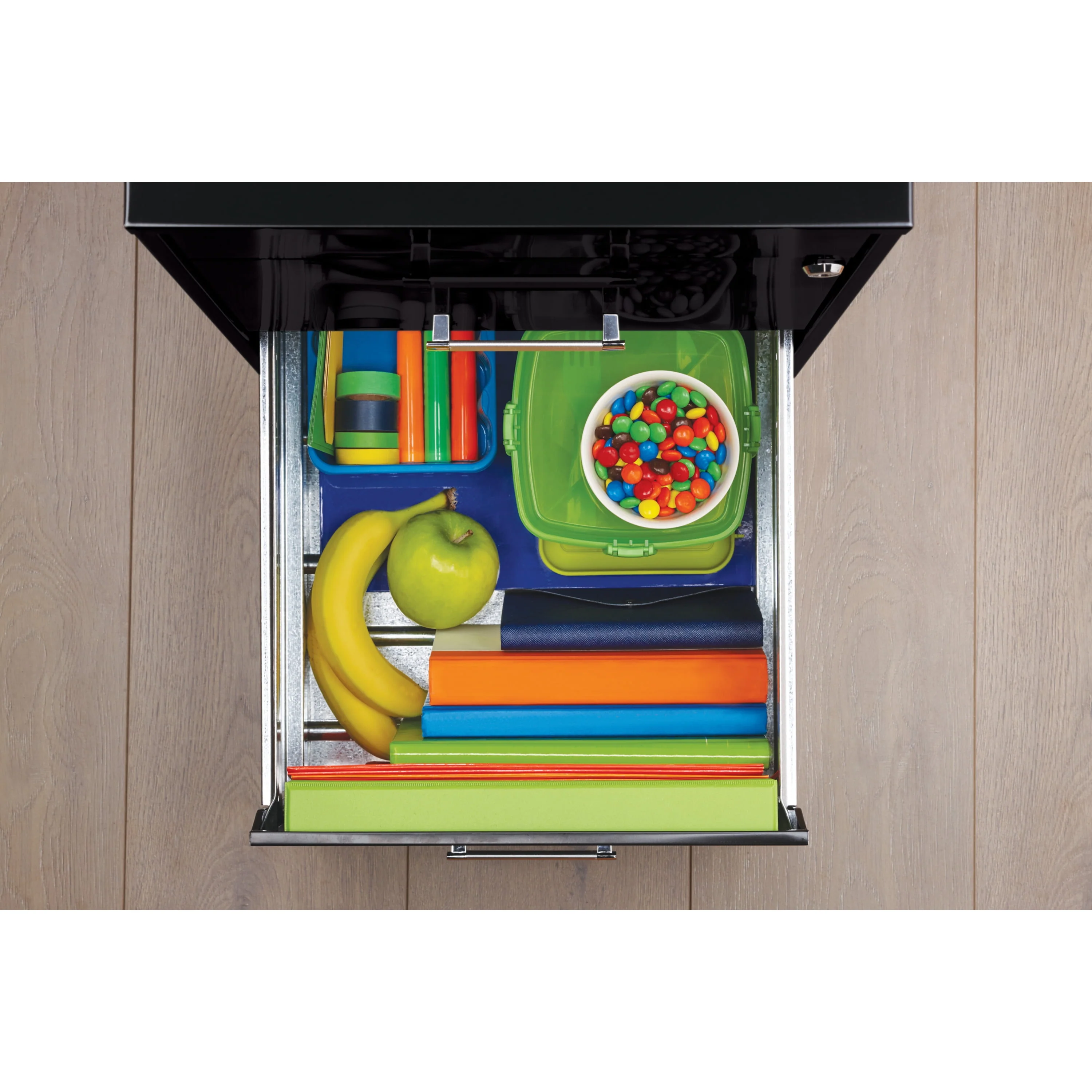 Space Solutions 3 Drawer Letter Width Vertical File Cabinet with Pencil Drawer, Black